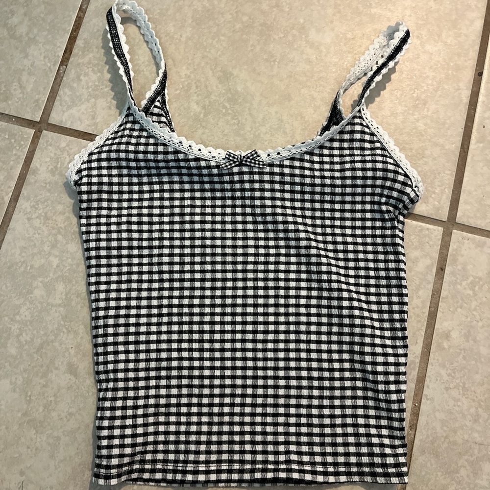 Black and White Gingham Women's Top